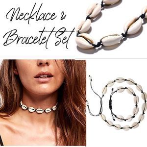 New Cowrie Shell Chord Bracelet & Choker Necklace 2 Piece Jewelry Set